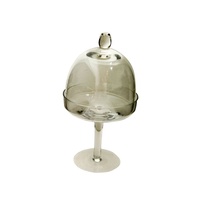 22x12cm Two Piece Glass Cup Cake Stand with Lazer Vine Image on the Lid MQ-210