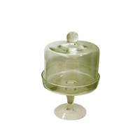 21x15cm Two Piece Vintage Style Glass Cup Cake / Desert Stand and Lid MQ-215