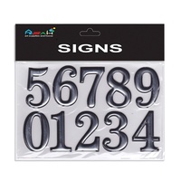 Sheet of Metallic Silver Numbers 0-9, Non-Adhesive 5x3cm