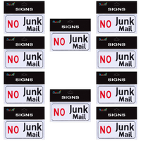 10pce Miniature No Junk Mail 8cm Signs Set Plastic White/Black/Red Self Adhesive