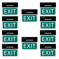 10pce Miniature Emergency Exit 8cm Signs Set Plastic Green/White Self Adhesive Business