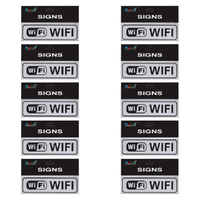 10pce WIFI Brushed Steel 20cm Signs Set Black/Silver Non-adhesive For Shop