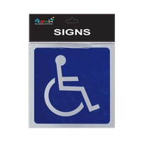 Disabled 14cm 1pce Sign Brushed Steel Finish Blue and Silver Self Adhesive