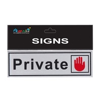 Private Brushed Steel 18cm 1pce Sign Black/Red/Silver Non-adhesive