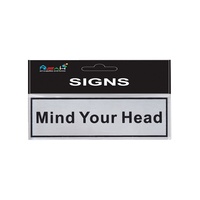 Mind Your Head Brushed Steel Sign Black / Silver 20x6cm MQ-291