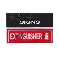 Extinguisher Sign Brushed Steel Finish Red/Silver Self Adhesive 18x5.5cm