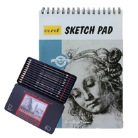 12pce Graded Black Pencils with A4 Sketch Paper Binder Pad, Artist Drawing Set