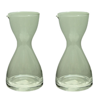 Set Of 2 25cm Glass Vintage Style Water Jug / Wine Decanter with Lip 1.2L 