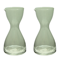 Set Of 2 25cm Glass Vintage Style Water Jug / Wine Decanter with Lip 1.2L