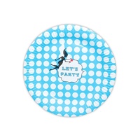 12pce Blue Polka Dot Paper Plates 23cm for Birthday Parties