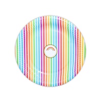 12pce Paper Plates Rainbow Stripe Party Theme 23cm for Birthday Parties
