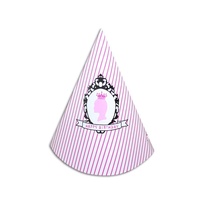 12pce Party Hats Pink Princess Theme Paper Dress Up 18cm for Birthday Parties