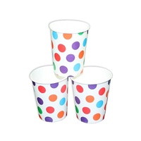 12pce Colour Polka Dots Theme Party Paper Cups 200ml for Birthday Parties