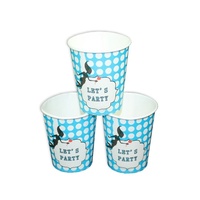 12pce Paper Cups Blue Polka Dots Theme Party 200ml for Birthday Parties