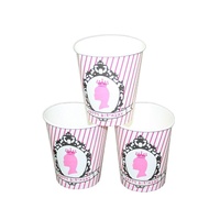 12pce Paper Cups Pink Princess Theme Party 200ml for Birthday Parties