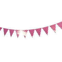 Pink Polka Dot 2m Party Bunting Flags Paper with Quality Stitched Joinings MQ311