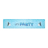 Blue Lets Party Polka Dot Theme Party Banner 100x30cm Sign Birthday Parties