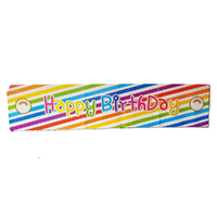 Rainbow Happy Birthday Banner Theme Party 100x30cm Sign 1pce