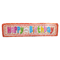 1m Happy Birthday Banner Orange & Red Polka Dot Flag Decoration