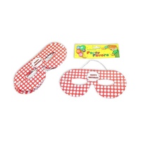 12pce Dress Up Mask Red Polka Dot Paper 16cm for Birthday Parties