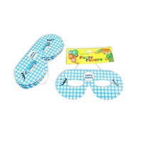 12pce Blue Polka Dot Party Mask 16cm for Birthday Parties
