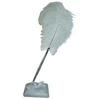 1 x 40cm Wedding Ball Point Pen with Feather and Satin Base with Bow Tie MQ-329