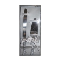 1 x Wedding Cake Knife & Serve Set Diamante Twin Hearts Broach, MQ-333