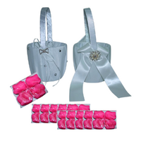 2x Wedding Basket Set Well Shaped Flower Girl + 1200 Hot Pink Rose Petals