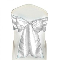 White Satin Wedding Chair Sash 280x16cm Tie Bow Ties