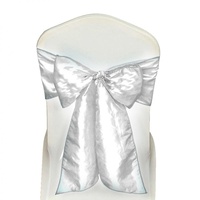 10 x White Satin Wedding Chair Sash 280x16cm Tie Bow Ties
