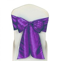 Purple Satin Wedding Chair Sash 280x16cm Tie Bow Ties