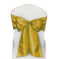 Gold Satin Wedding Chair Sash 280x16cm Tie Bow Ties