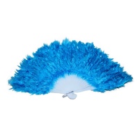1pce New Blue Feathered Fan for Dance Groups Theatre Show Girls or Theming