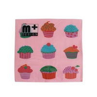 20 Pack Nine Pink Cup Cakes Design 2 Ply Premium Party Napkins 33x33cm Serviettes Disposable