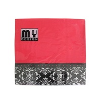 20 Pack Red with French Provincial Design 2 ply Premium Party Napkins 33x33cm Serviettes Disposable