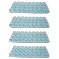 4pce Blue 19cm Wall/Drawer Suction Grip Mat Sheet Kitchen/Home Organisation Furniture Stop