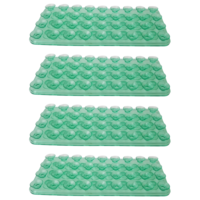 4pce Green 19cm Wall/Drawer Suction Grip Mat Sheet Kitchen/Home Organisation