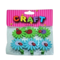 6 Pack EVA Felt Flower/Beetle with Peg Embellishments Card Making Scrapbooking