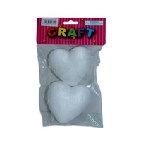 2pce Foam Polystyrene Love Hearts 7x7cm for Craft, Christmas Decoration, Romance