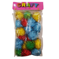 1pce 25g Craft Multi Colour Tinsel Pom Pom Balls Large 2.5cm Diameter