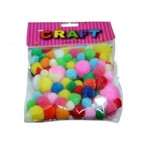 15g Multicolour Pom Poms Plush Assorted Sizes 1-2.5cm