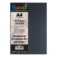 20pce Black Metallic Certificate / Invitation Card Paper 250gsm, A4, Acid Free