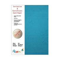 20pce Aqua Watermark Certificate / Invitation Card Paper 250gsm, A4, Acid Free