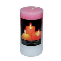 2 x Baby Pink Pillar Shaped Colour Change Candles When Lit They Change 5x10cm