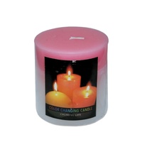 2 x Baby Pink Pillar Shaped Colour Change Candles When Lit They Change 7.5x7.5cm