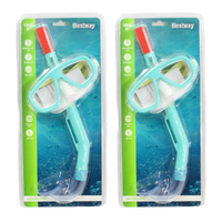 2x Kids Snorkel & Mask Set Aqua Colour UV Protection Latex Free