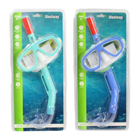 Pair of Kids Snorkels & Masks Blue Bundle Set UV Protection 4pce