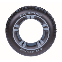 Inflatable Swim Ring Black Tyre Design 1pce 91cm/36" Diameter Kids Pool Toy