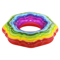 1pce Rainbow Swim Ring 115cm Inflatable Pool Toy Summer Kids & Family