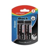 2pce Keyroad Eraser for Exams Black 2B Rubber School Drawing Supplies